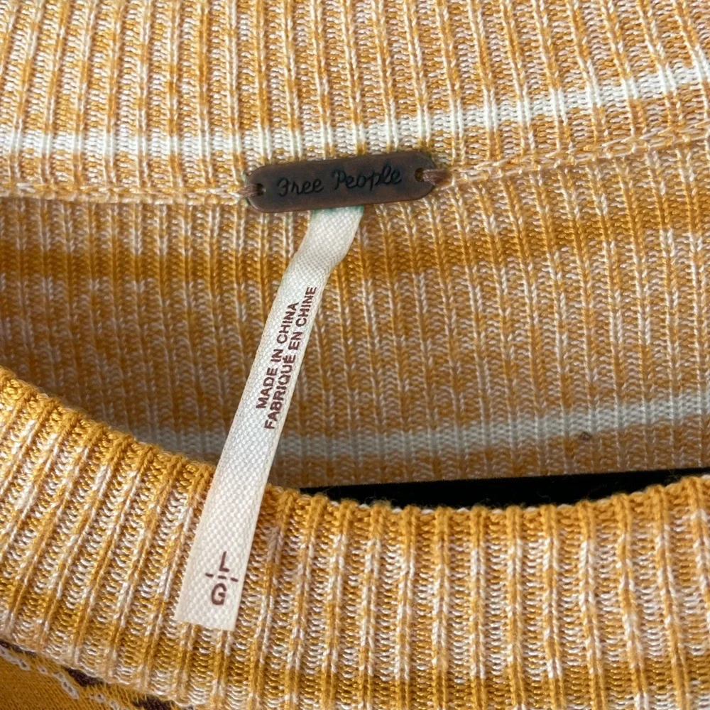 Free People Mustard and Black Patterned Sweater - Picture 3 of 7